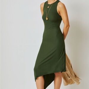 Anthropologie- Bordeaux Asymmetrical Green Dress